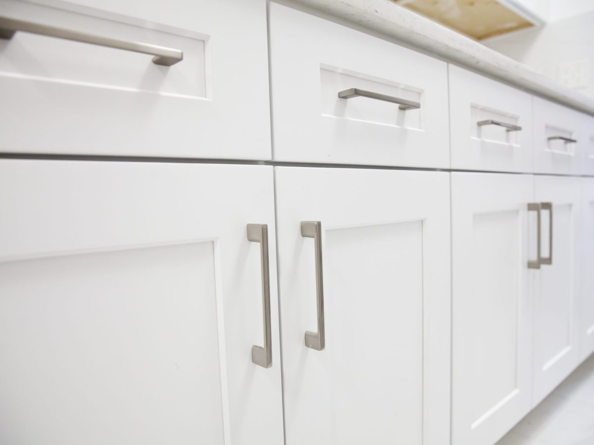 White kitchen cabinet in kitchen